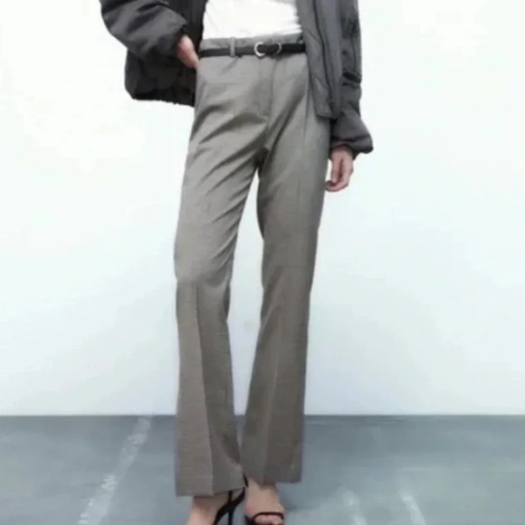 Zara Houndstooth Split Hem Trousers Size XL - Picture 1 of 5